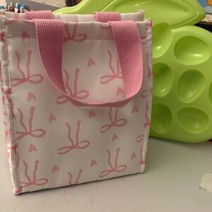 Pink and White Bow Print Tote Bag